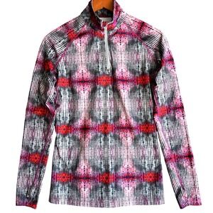 Nike Pro Combat Dri-FIT Women's M Pink Red Abstract 1/4 Zip Fitted Performance